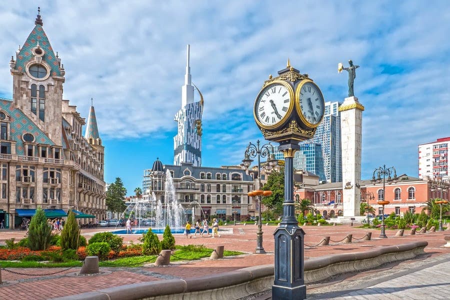 Europe Square with dancing fountain in Batumi Georgia