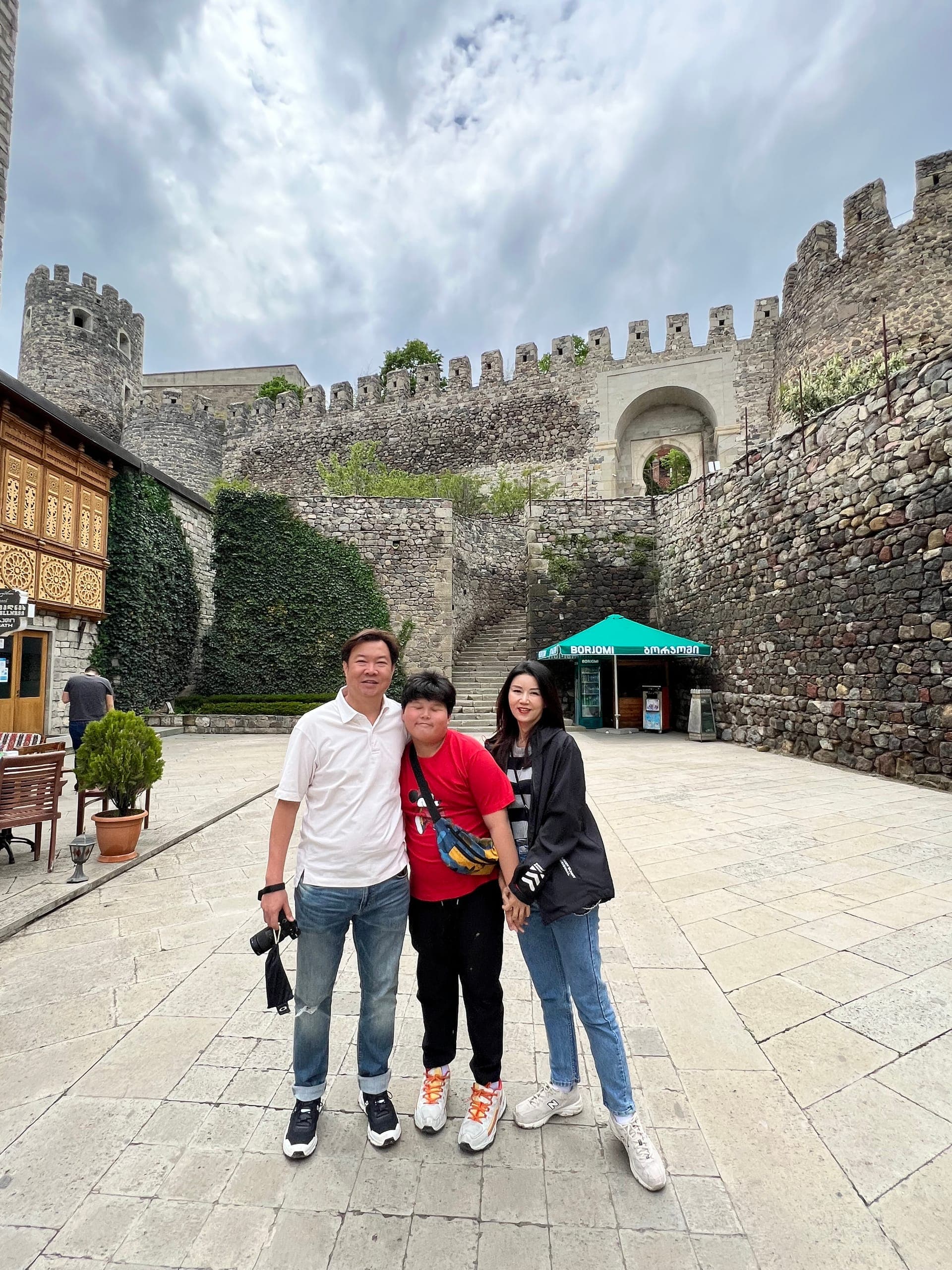 Borjomi town center with traditional buildings