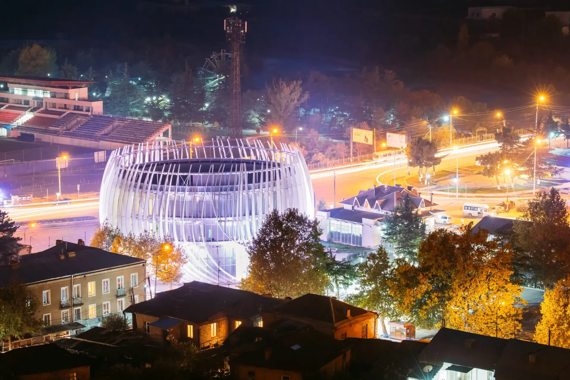 Gori cityscape with fortress and mountains backdrop